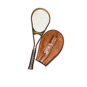 Vintage Wilson Legacy Tennis Racquet Brown Wood Boron Fiberglass & Cover